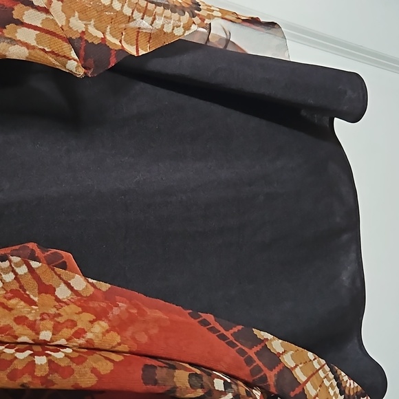 Sleeveless Patterned Dress R & M Richards Cool Size 14 Black Band & Straps T11 - Picture 7 of 7